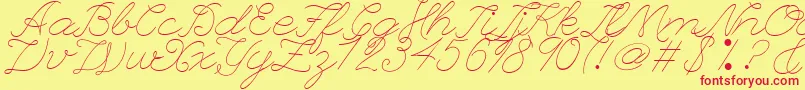 Fonte LeaguescriptnumberoneWebfont – fontes vermelhas em um fundo amarelo