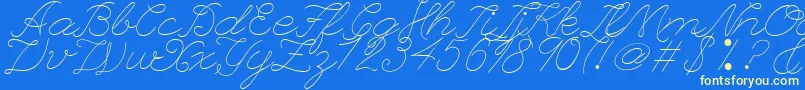 LeaguescriptnumberoneWebfont Font – Yellow Fonts on Blue Background
