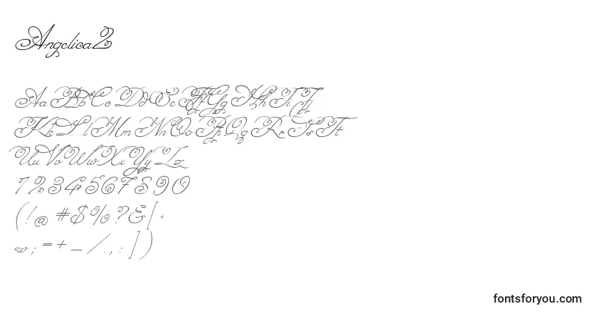 Schriftart Angelica2 – Alphabet, Zahlen, spezielle Symbole