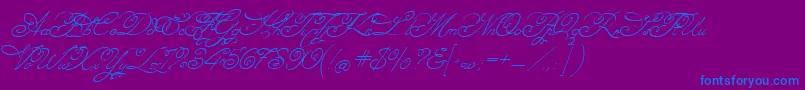 Angelica2-Schriftart – Blaue Schriften auf violettem Hintergrund