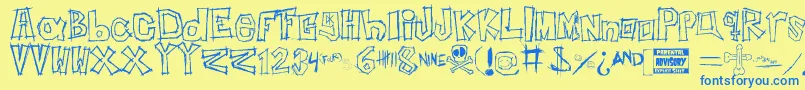 InsertYourNameHere Font – Blue Fonts on Yellow Background