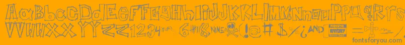 InsertYourNameHere-Schriftart – Graue Schriften auf orangefarbenem Hintergrund