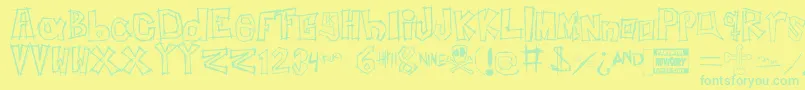 InsertYourNameHere-Schriftart – Grüne Schriften auf gelbem Hintergrund