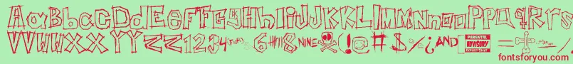 InsertYourNameHere-Schriftart – Rote Schriften auf grünem Hintergrund