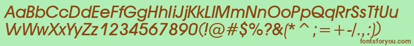 DeckerBoldItalic Font – Brown Fonts on Green Background