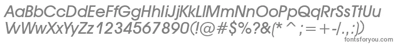 DeckerBoldItalic-fontti – harmaat kirjasimet valkoisella taustalla