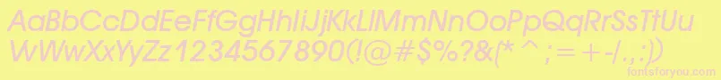 DeckerBoldItalic-fontti – vaaleanpunaiset fontit keltaisella taustalla