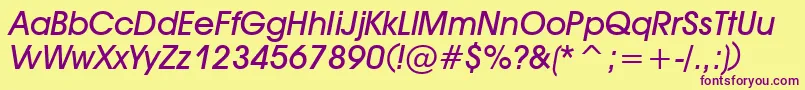 DeckerBoldItalic Font – Purple Fonts on Yellow Background