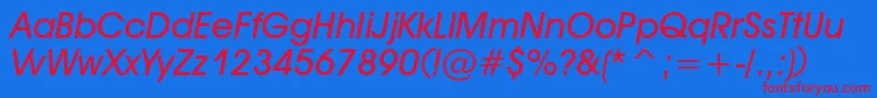 DeckerBoldItalic-Schriftart – Rote Schriften auf blauem Hintergrund