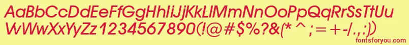 DeckerBoldItalic Font – Red Fonts on Yellow Background