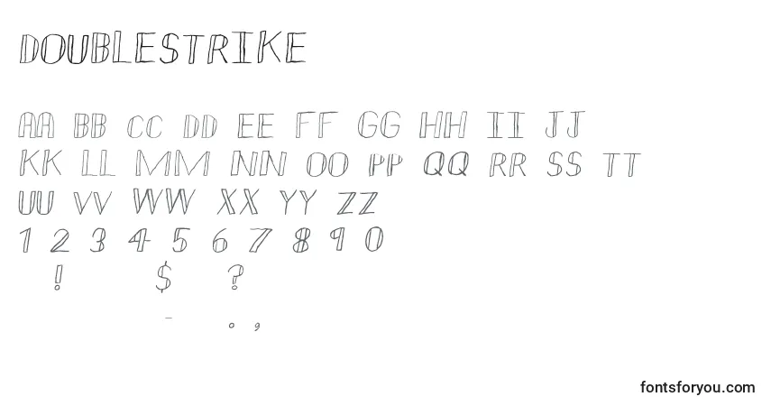 Schriftart Doublestrike (104055) – Alphabet, Zahlen, spezielle Symbole