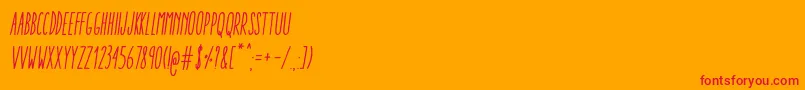 AracneUltraCondensedRegularItalic Font – Red Fonts on Orange Background