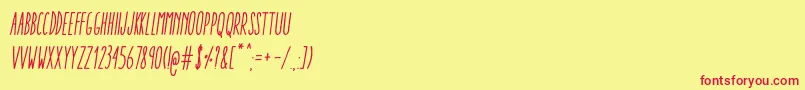 AracneUltraCondensedRegularItalic Font – Red Fonts on Yellow Background