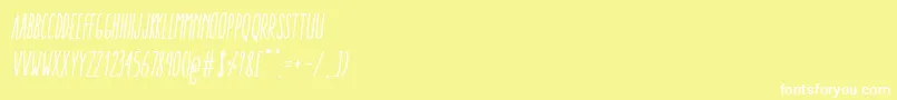 Шрифт AracneUltraCondensedRegularItalic – белые шрифты на жёлтом фоне
