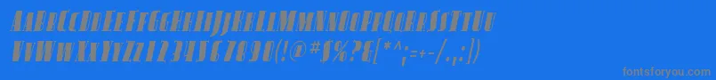 AvondaleScCondItalic-Schriftart – Graue Schriften auf blauem Hintergrund