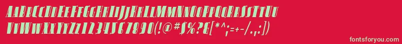 フォントAvondaleScCondItalic – 赤い背景に緑の文字