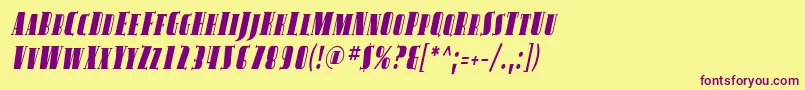 AvondaleScCondItalic Font – Purple Fonts on Yellow Background