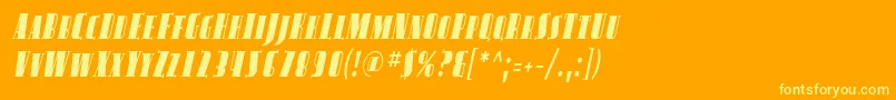 AvondaleScCondItalic-Schriftart – Gelbe Schriften auf orangefarbenem Hintergrund