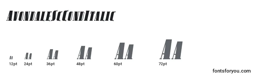 AvondaleScCondItalic Font Sizes