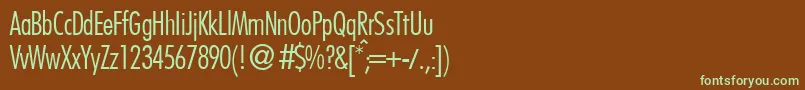 フォントFutoralconlidbNormal – 緑色の文字が茶色の背景にあります。