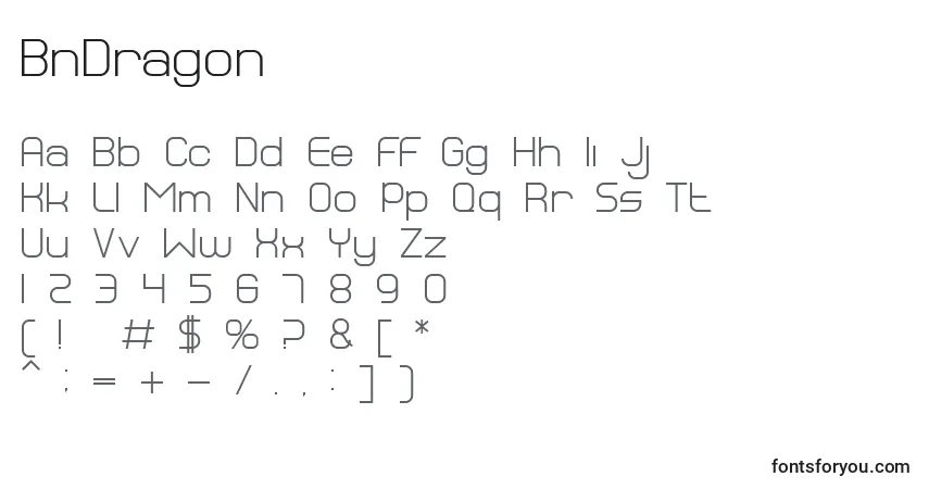 Schriftart BnDragon – Alphabet, Zahlen, spezielle Symbole