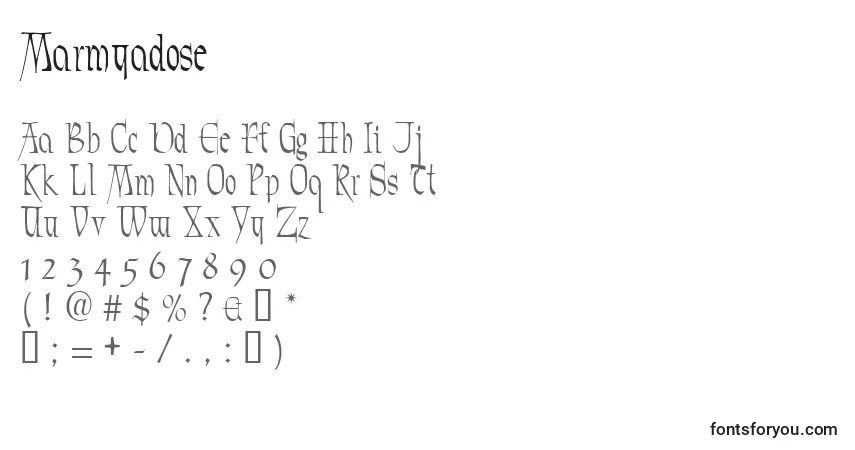 A fonte Marmyadose – alfabeto, números, caracteres especiais