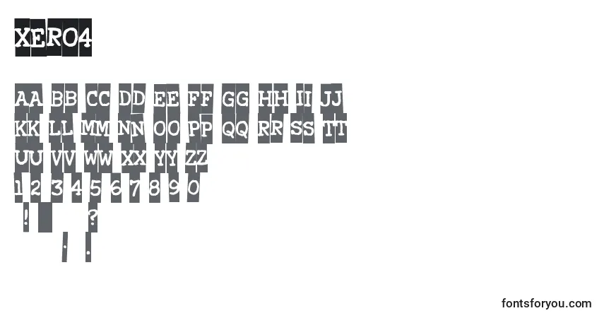 Schriftart Xero4 – Alphabet, Zahlen, spezielle Symbole