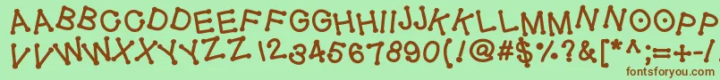 Geldoticajumpythickf Font – Brown Fonts on Green Background