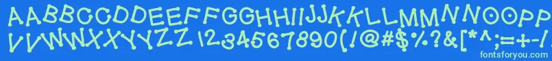 Geldoticajumpythickf Font – Green Fonts on Blue Background