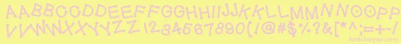 Geldoticajumpythickf Font – Pink Fonts on Yellow Background