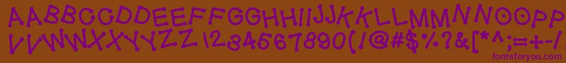 Geldoticajumpythickf-Schriftart – Violette Schriften auf braunem Hintergrund