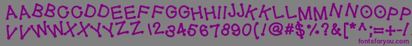 Шрифт Geldoticajumpythickf – фиолетовые шрифты на сером фоне