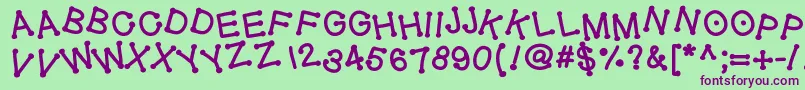 Geldoticajumpythickf-Schriftart – Violette Schriften auf grünem Hintergrund