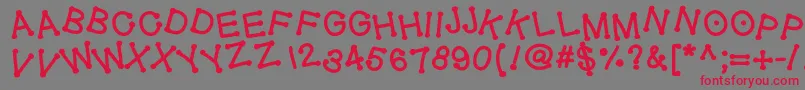 フォントGeldoticajumpythickf – 赤い文字の灰色の背景