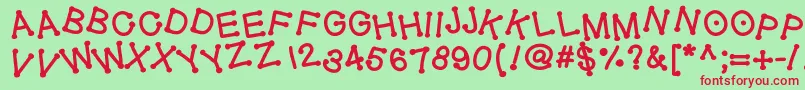 Geldoticajumpythickf Font – Red Fonts on Green Background