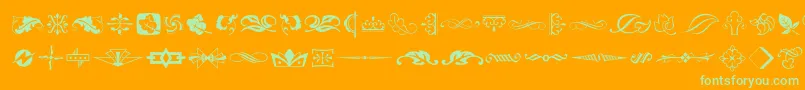 Typeembellishmentstwo-Schriftart – Grüne Schriften auf orangefarbenem Hintergrund