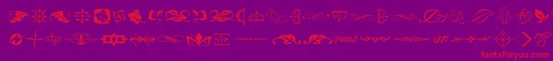 Typeembellishmentstwo-fontti – punaiset fontit violetilla taustalla