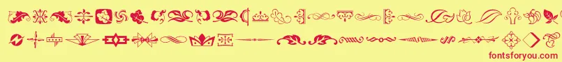 Fonte Typeembellishmentstwo – fontes vermelhas em um fundo amarelo