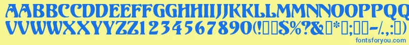 Volutedisplaycapsssk Font – Blue Fonts on Yellow Background