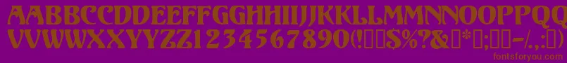 Volutedisplaycapsssk-Schriftart – Braune Schriften auf violettem Hintergrund