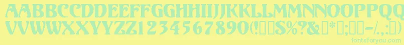 Volutedisplaycapsssk Font – Green Fonts on Yellow Background