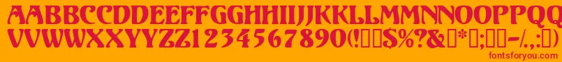 Volutedisplaycapsssk Font – Red Fonts on Orange Background