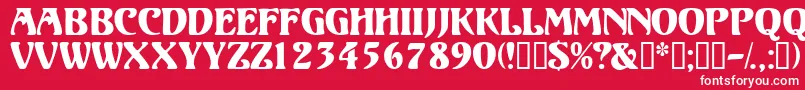フォントVolutedisplaycapsssk – 赤い背景に白い文字