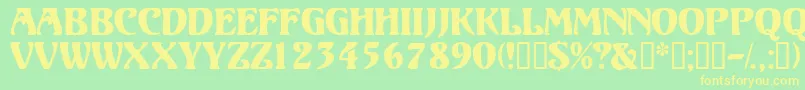 Volutedisplaycapsssk-Schriftart – Gelbe Schriften auf grünem Hintergrund