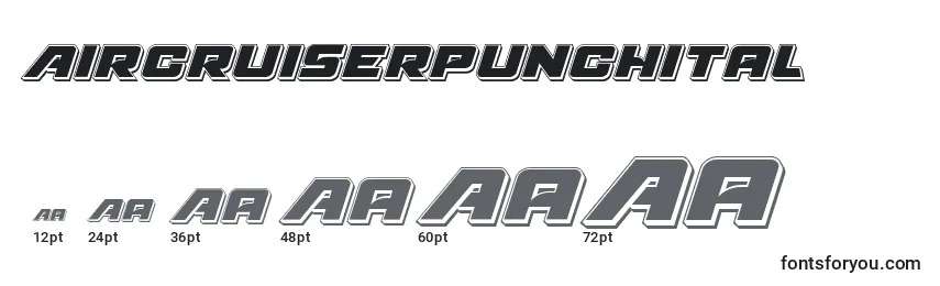 Размеры шрифта Aircruiserpunchital