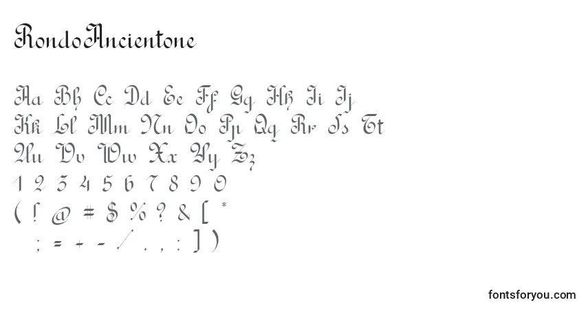 Schriftart RondoAncientone – Alphabet, Zahlen, spezielle Symbole