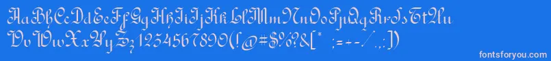 RondoAncientone-fontti – vaaleanpunaiset fontit sinisellä taustalla
