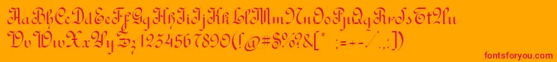 RondoAncientone-Schriftart – Rote Schriften auf orangefarbenem Hintergrund