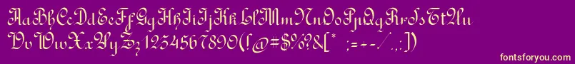 RondoAncientone-Schriftart – Gelbe Schriften auf violettem Hintergrund