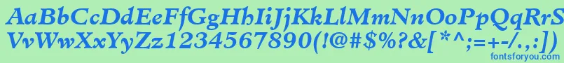 MinisterLtBoldItalic Font – Blue Fonts on Green Background